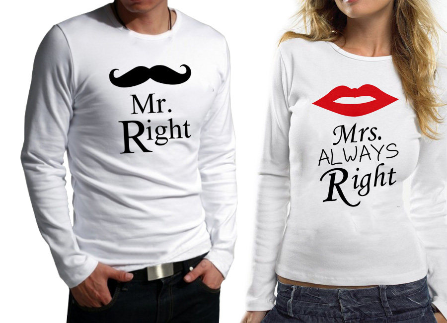 Комплект блузи за влюбени Mr Right - Mrs Awlays Right
