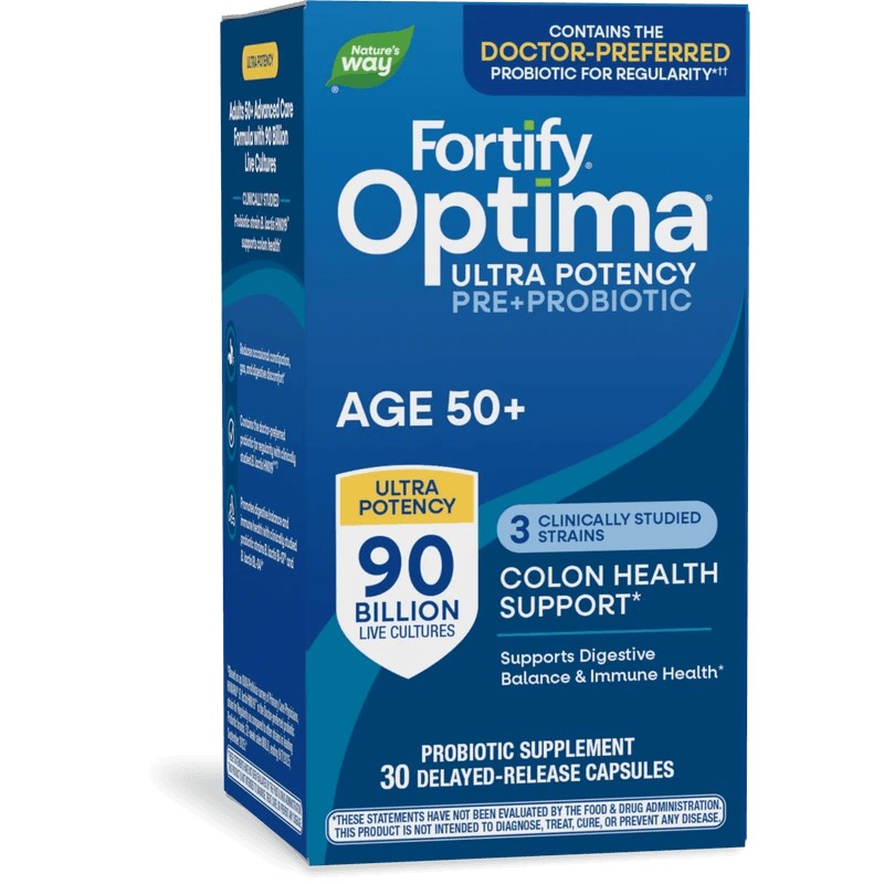 Пробиотик + пребиотици 50+ специална грижа - Fortify Optima Probiotic 50+ Advanced Care, 90 млрд. активни пробиотици, 30 капсули