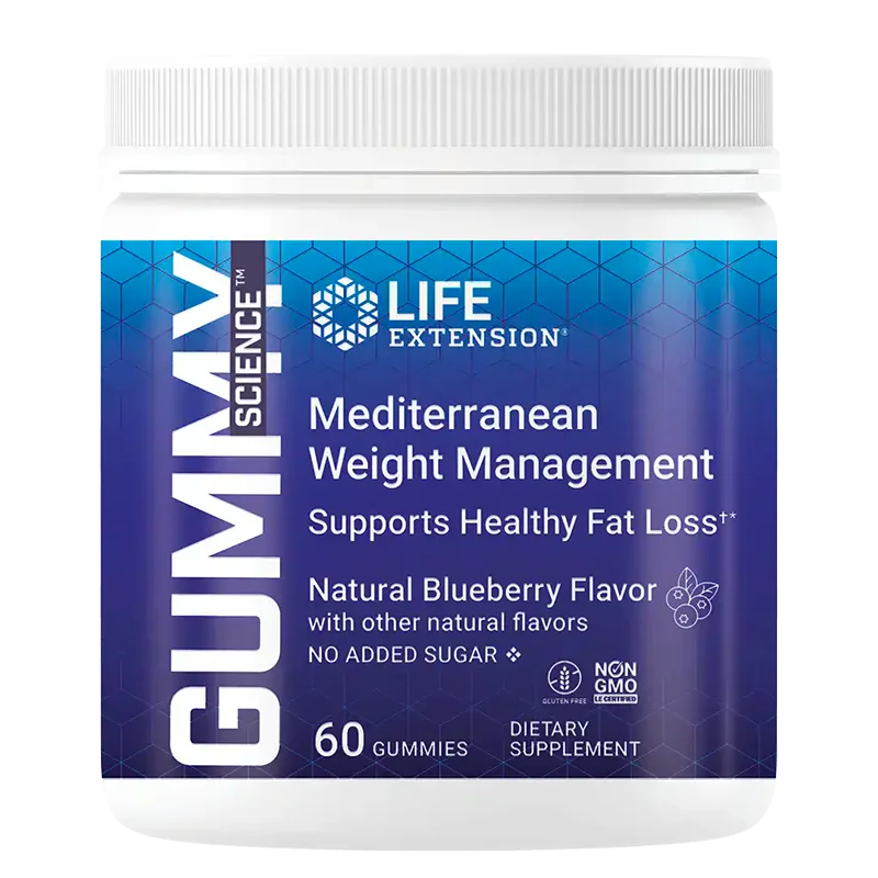 Контрол на теглото - Mediterranean Weight Management, 60 желирани таблетки с вкус на боровинки