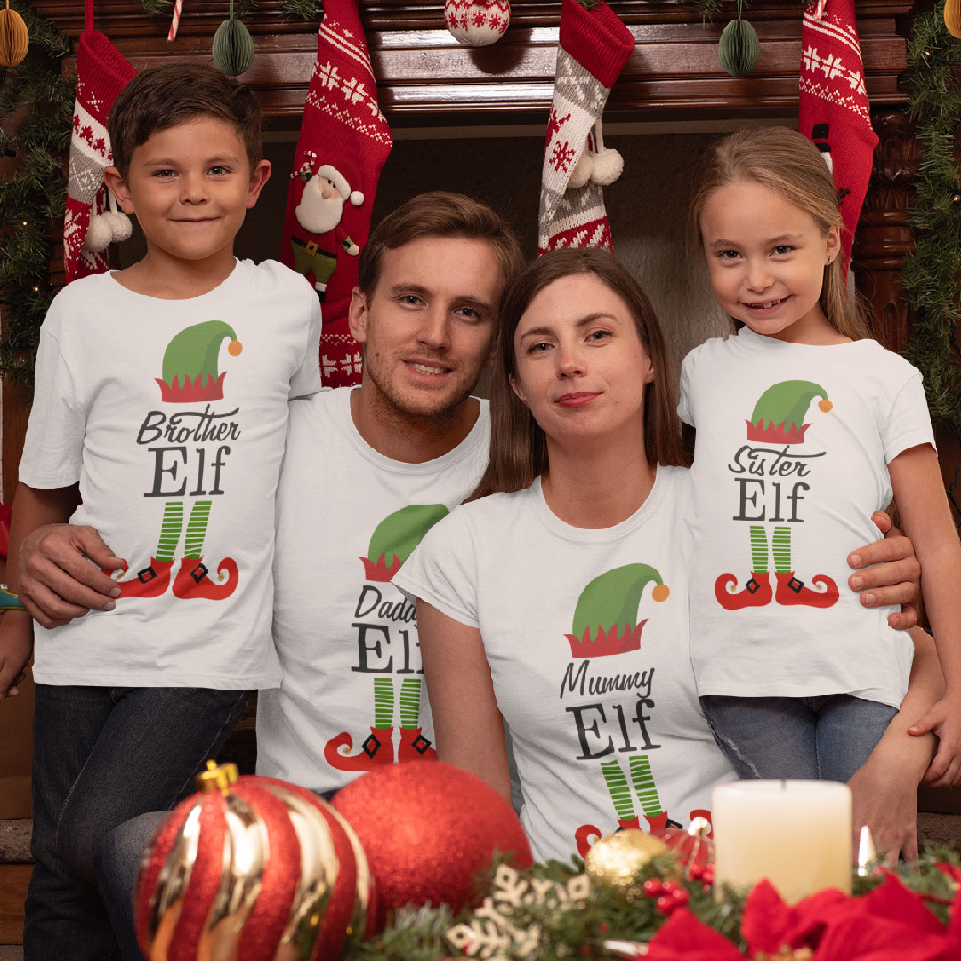 Комплект тениски - Mommy, Daddy, Sister and Baby Elf