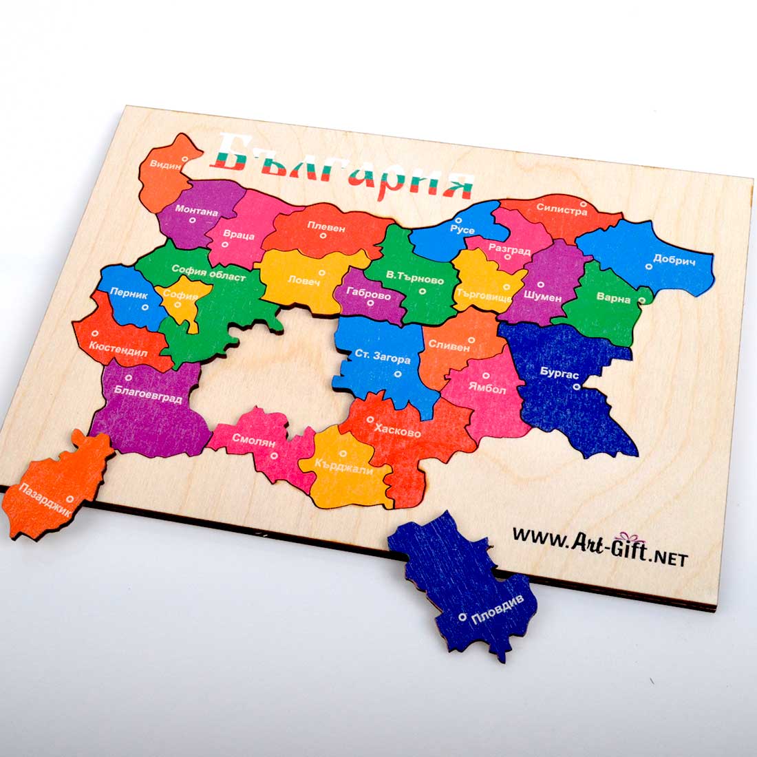 Дървен пъзел - карта на България