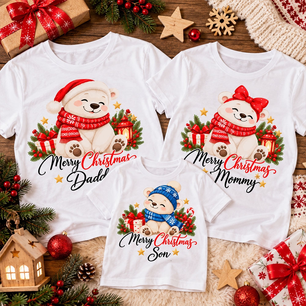 Комплект тениски - Merry Christmas Mommy, Daddy and Son