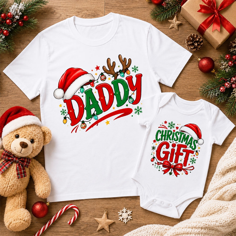 Комплект Тениска + Боди - Daddy and chrismas gift