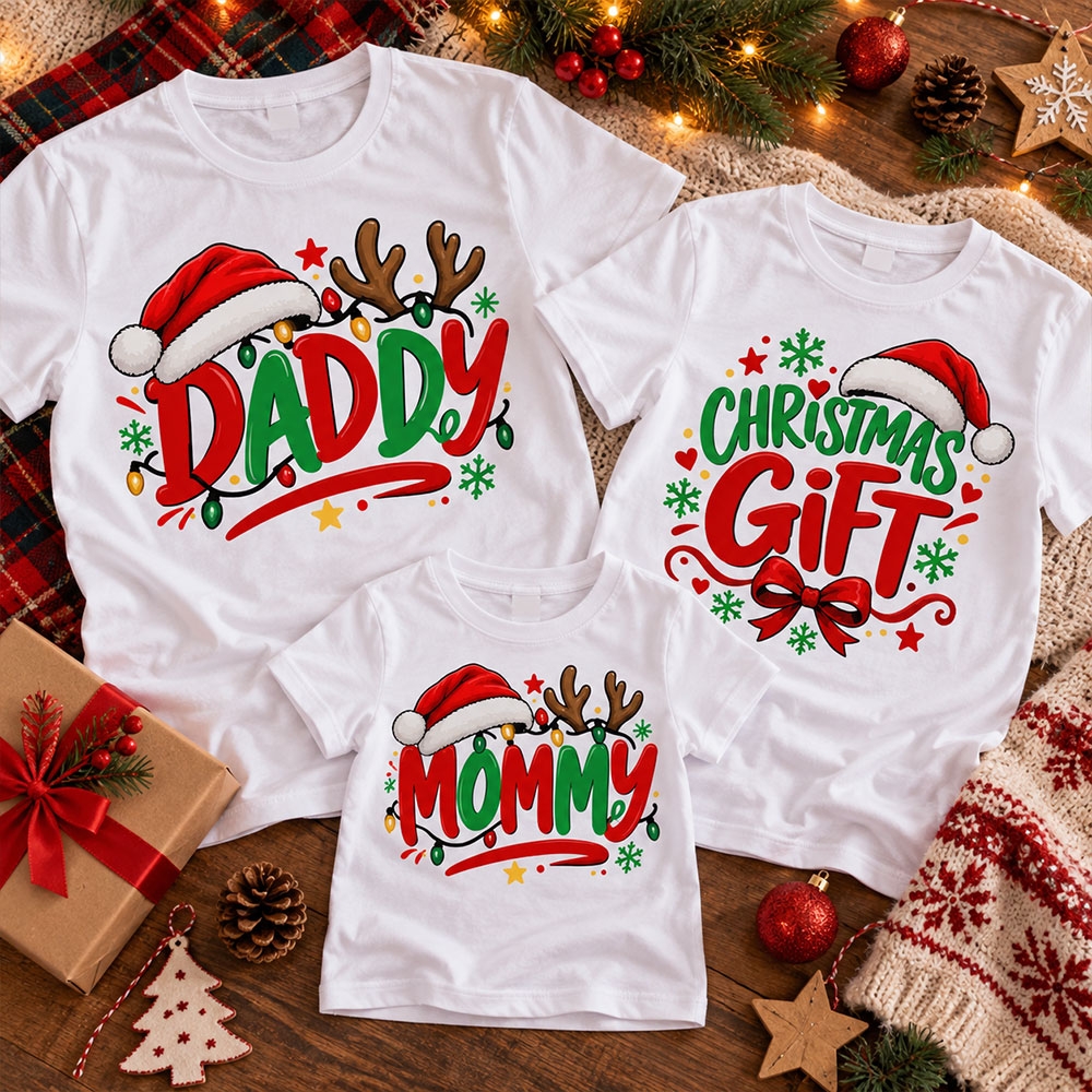 Комплект тениски - Mommy, Daddy and Christmas Gift