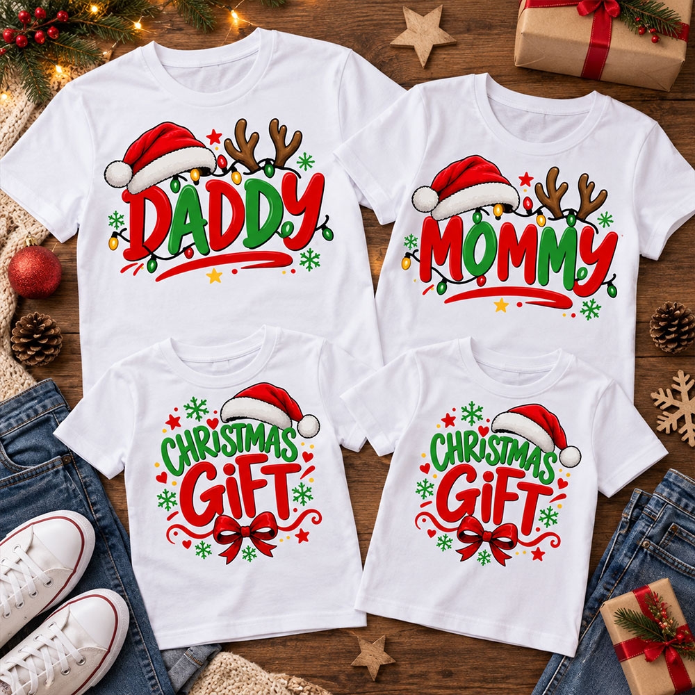Комплект тениски - Mommy, Daddy and Christmas gift 2