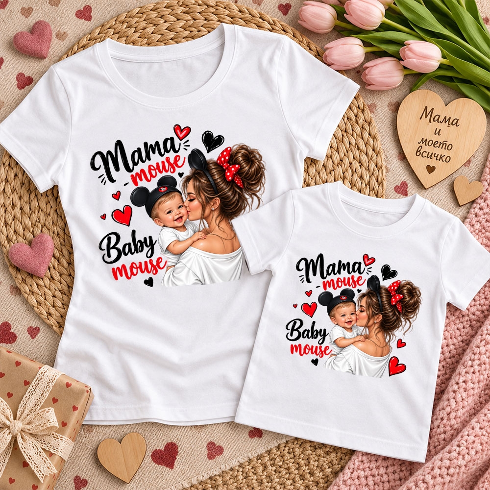 Комплект тениски - Baby and Mama mouse