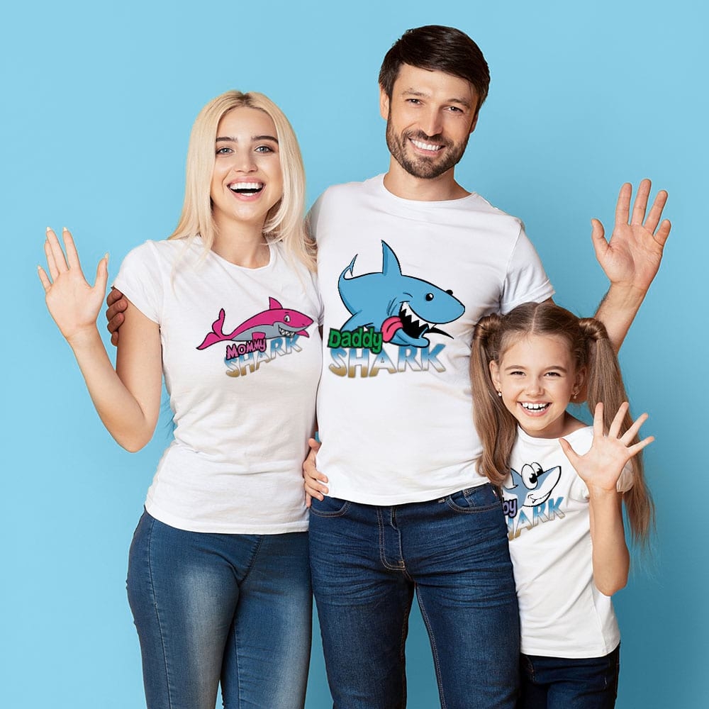 Комплект тениски - Family shark