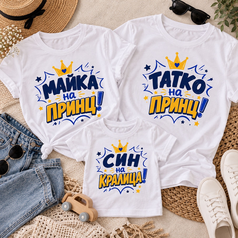 Комплект Тениски с боди - Татко, майка, син