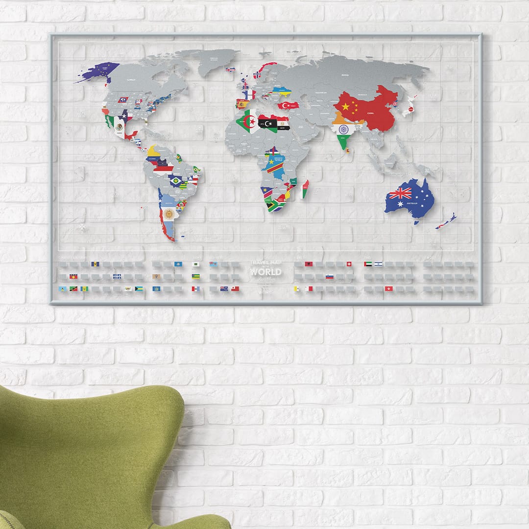 Скреч Карта на Света Air Flags - Прозрачна