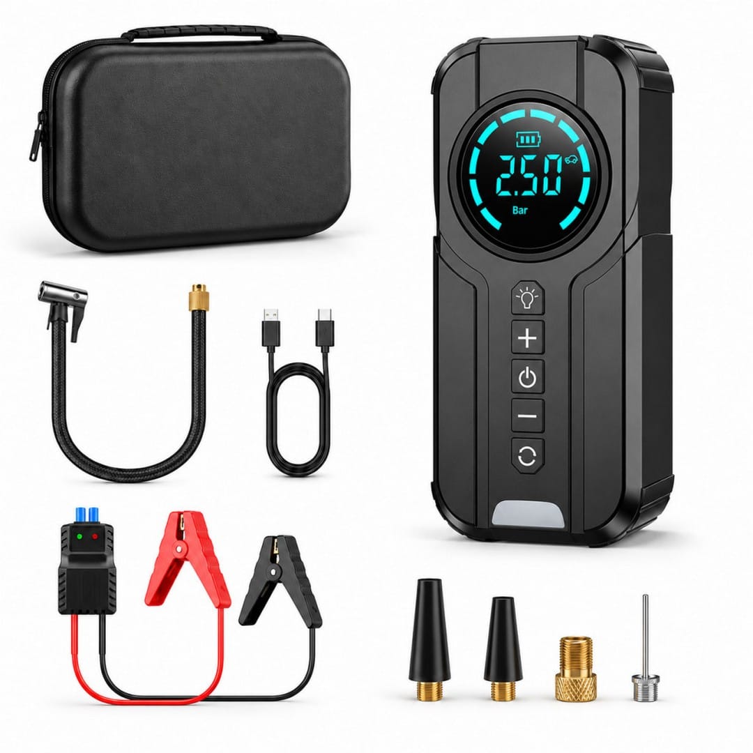 Jump Starter за Кола с Компресор и Фенер