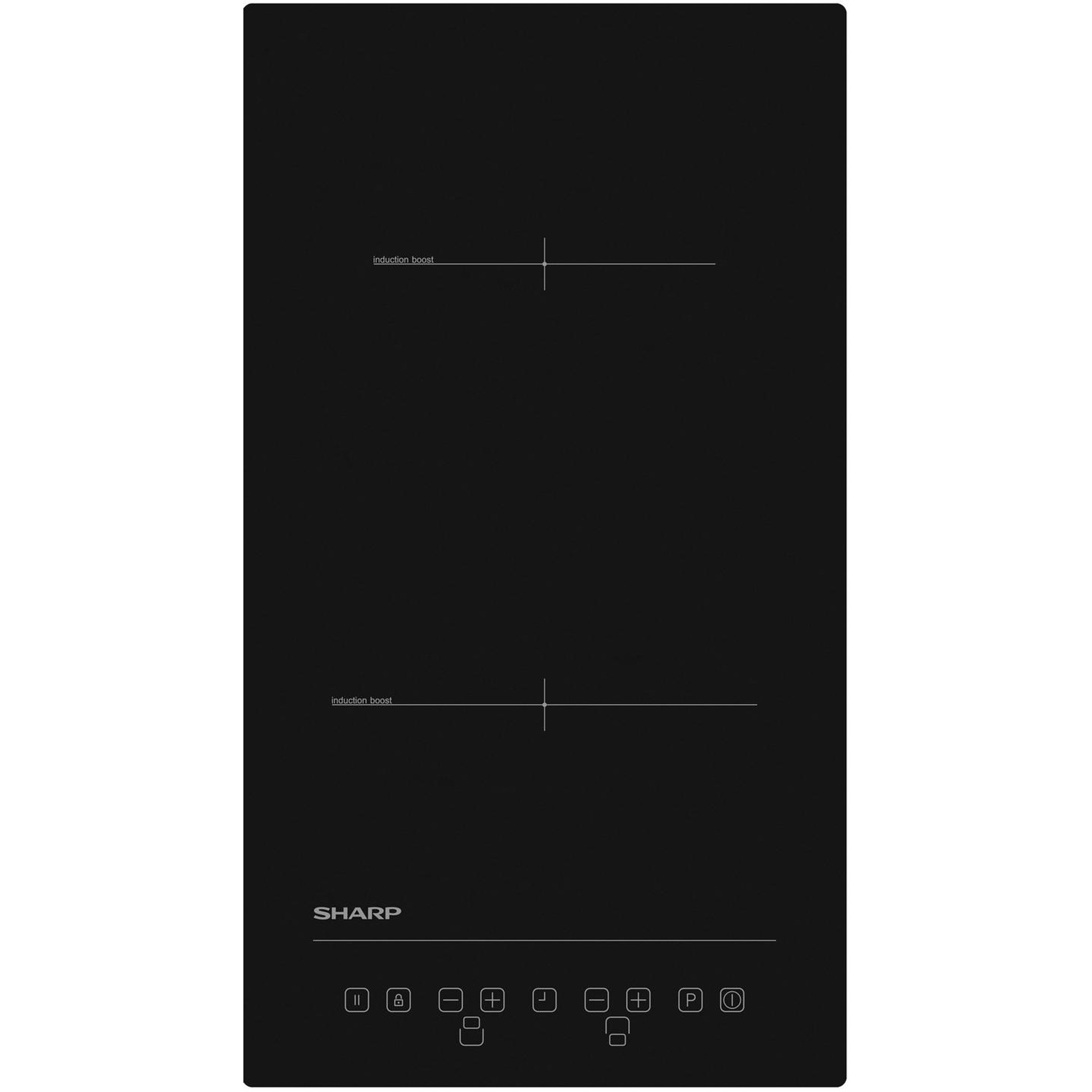 Керамичен плот за вграждане Sharp KH-3I25NT0K-EU, 3500W, 2 зони, 9 степени, Таймер, Booster, Индукционен, Черен