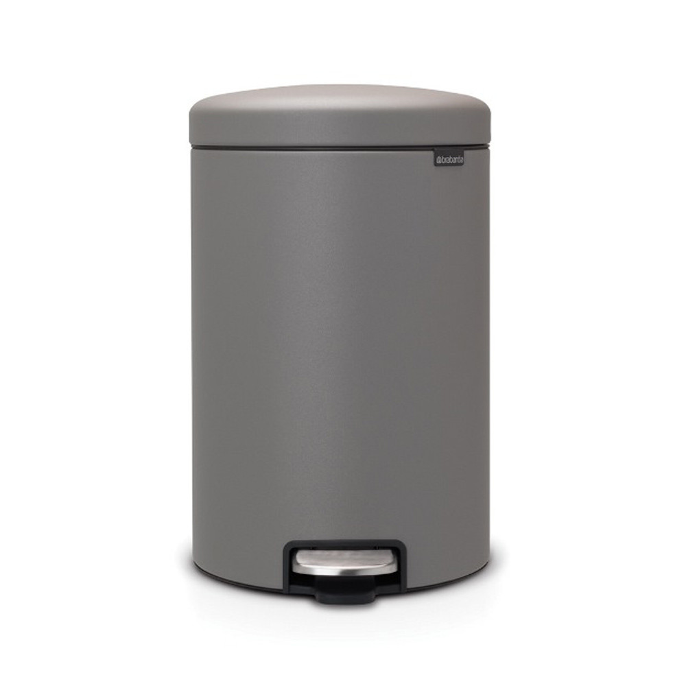 Кош за боклук с педал Brabantia NewIcon 1001091, 20 л, Плавно затваряне, Противоплъзгаща основа, Минерално покритие, Сив