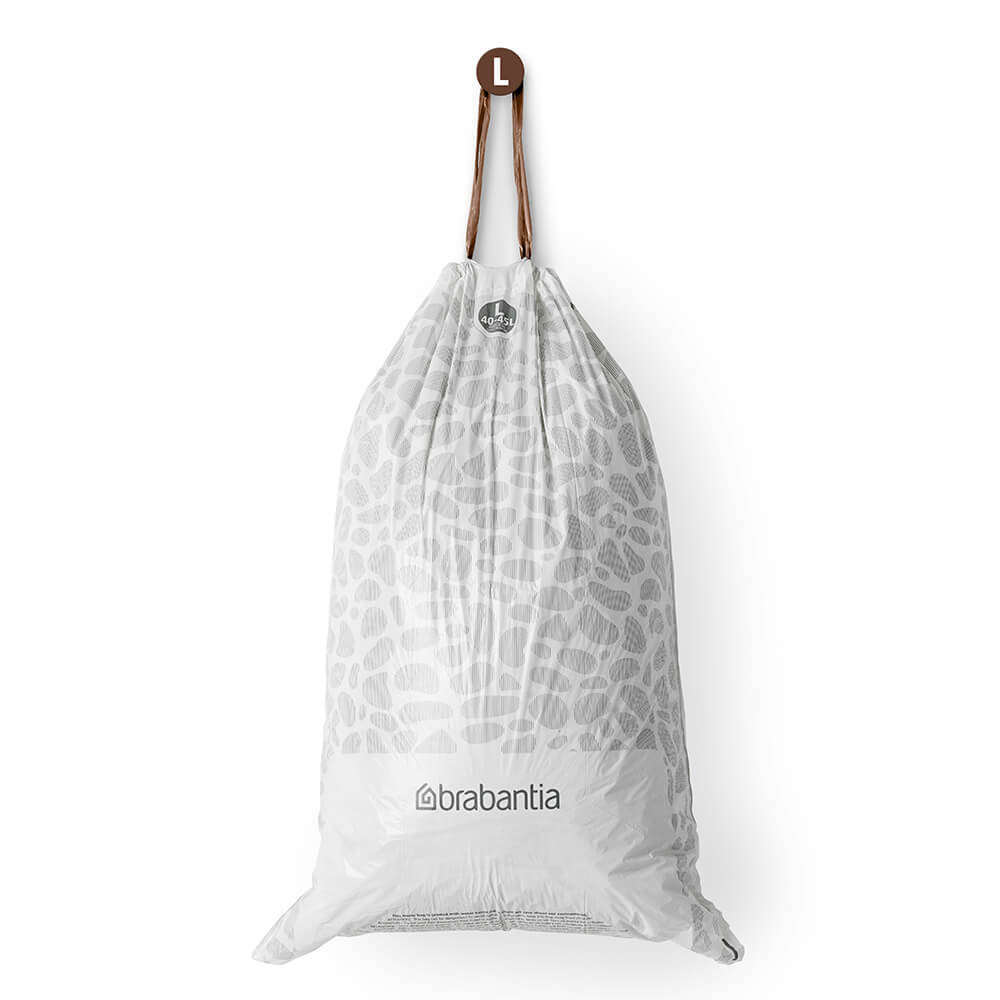 Торба за кош Brabantia PerfectFit FlatBack+/Touch 1005575, Размер L, 40-45 л, 40 броя, Бял