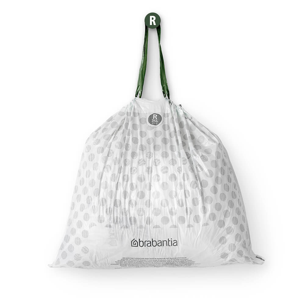 Торбички за кош Brabantia PerfectFit Bo 1005588, Размер R, 36 л, 20 броя, Бял