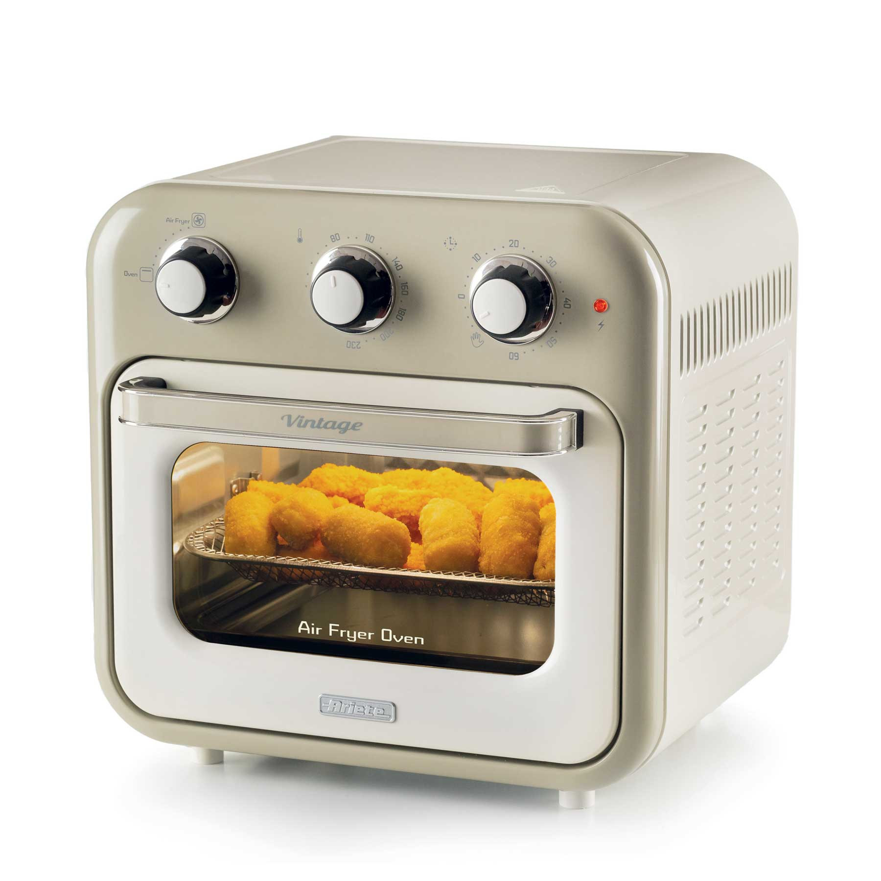 Фритюрник-фурна с горещ въздух Ariete VINTAGE 4632/03, 1400W, 16 л, До 230C, Таймер 60 мин, Въртяща се кошница, Бял/Бежов