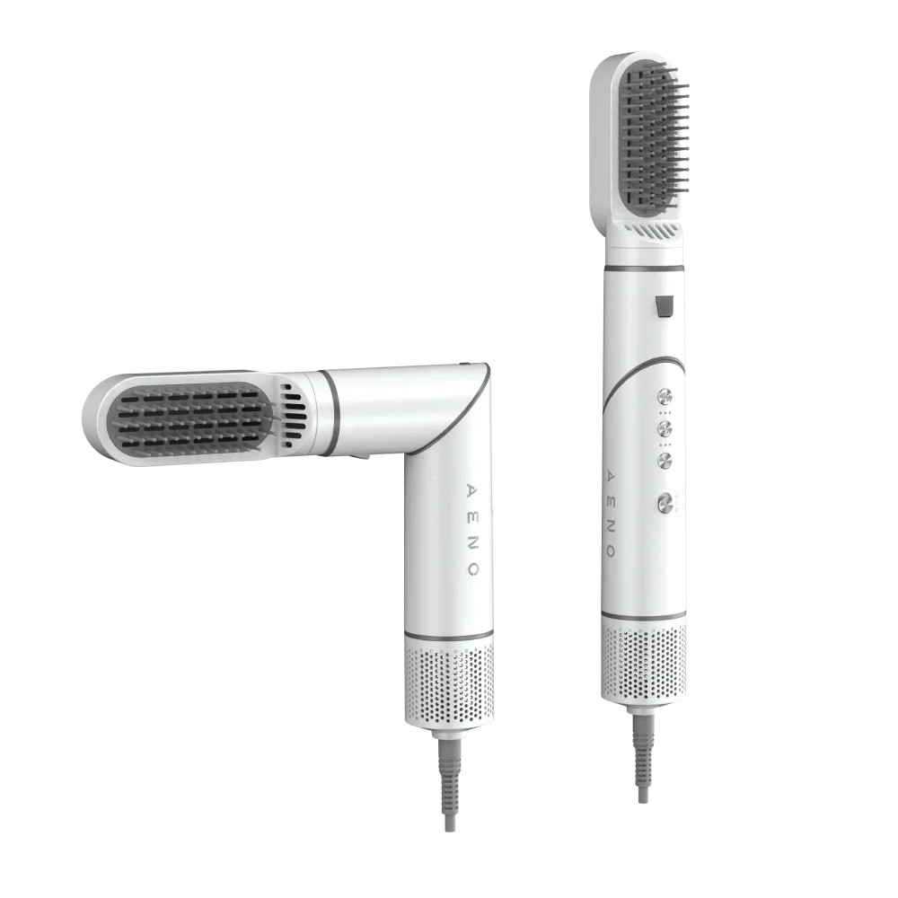 Уред за сушене и стилизиране на коса AENO HS1 AHS0001, 1200W, 4 скорости, 4 нива, 7 приставки, Йонизиране, Бял