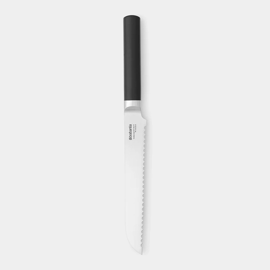 Нож за хляб Brabantia Profle 1003295, 20 см, Закалена стомана, Устойчив на надраскване и корозия, Черен