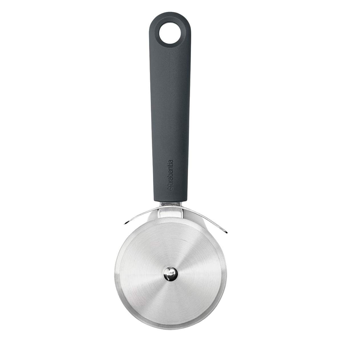 Нож за пица Brabantia Tasty+ 1008888, Предпазител, Халка за окачване, Закалена стомана, Тъмносив