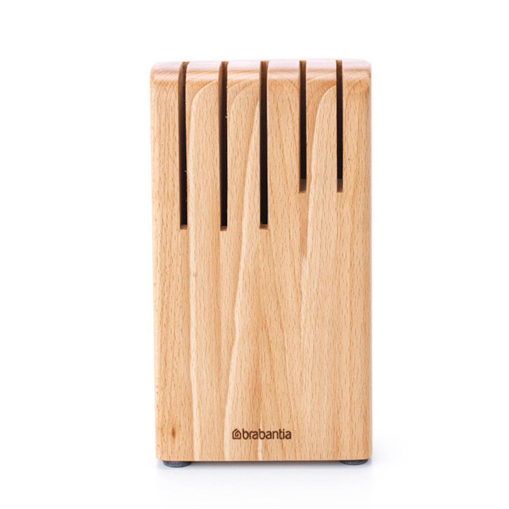 Поставка за ножове Brabantia Profile 1003297, До 5 ножа, Стилен дизайн, Бук, Кафяв