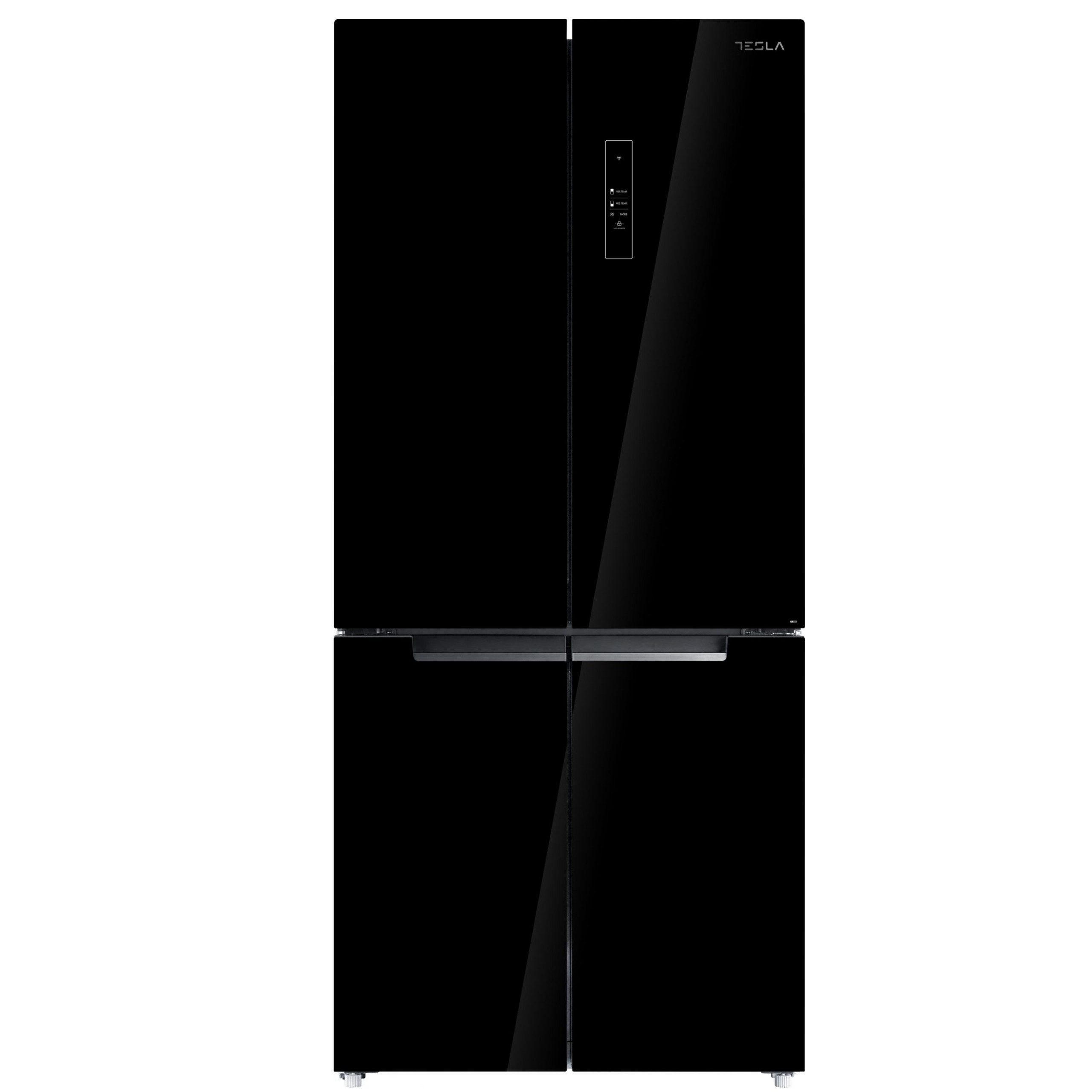Хладилник с фризер Tesla RF5100FMBE, 250W, 511Л, Енергиен клас Е, Инвертор, Total No Frost, Metal Cooling, LED, Дисплей, Черно стъкло
