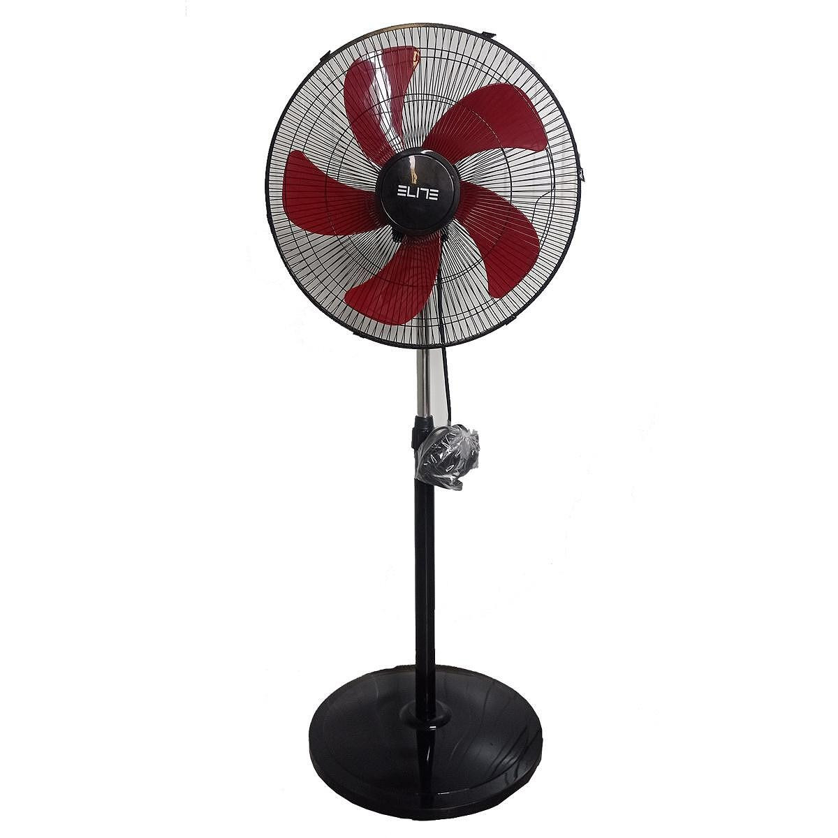 Вентилатор Elite EFS-1304, 100W, 45 см, 3 скорости, 5 перки, Кръгла основа, Черен/Червен
