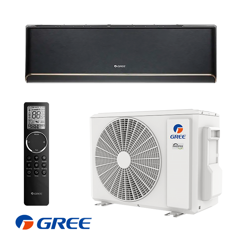 Инверторен климатик Gree Airy GWH18AVDXE-K6DNA1A, 18000 BTU, 35 м2, А+++, Wi-Fi, R-32, Черен