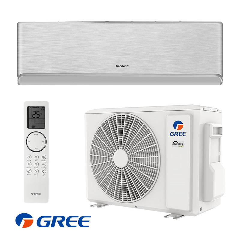 Инверторен климатик Gree Airy GWH24AVEXF-K6DNA1A, 24000 BTU, 48 м2, A+++, Wi-Fi, R-32, Сребрист