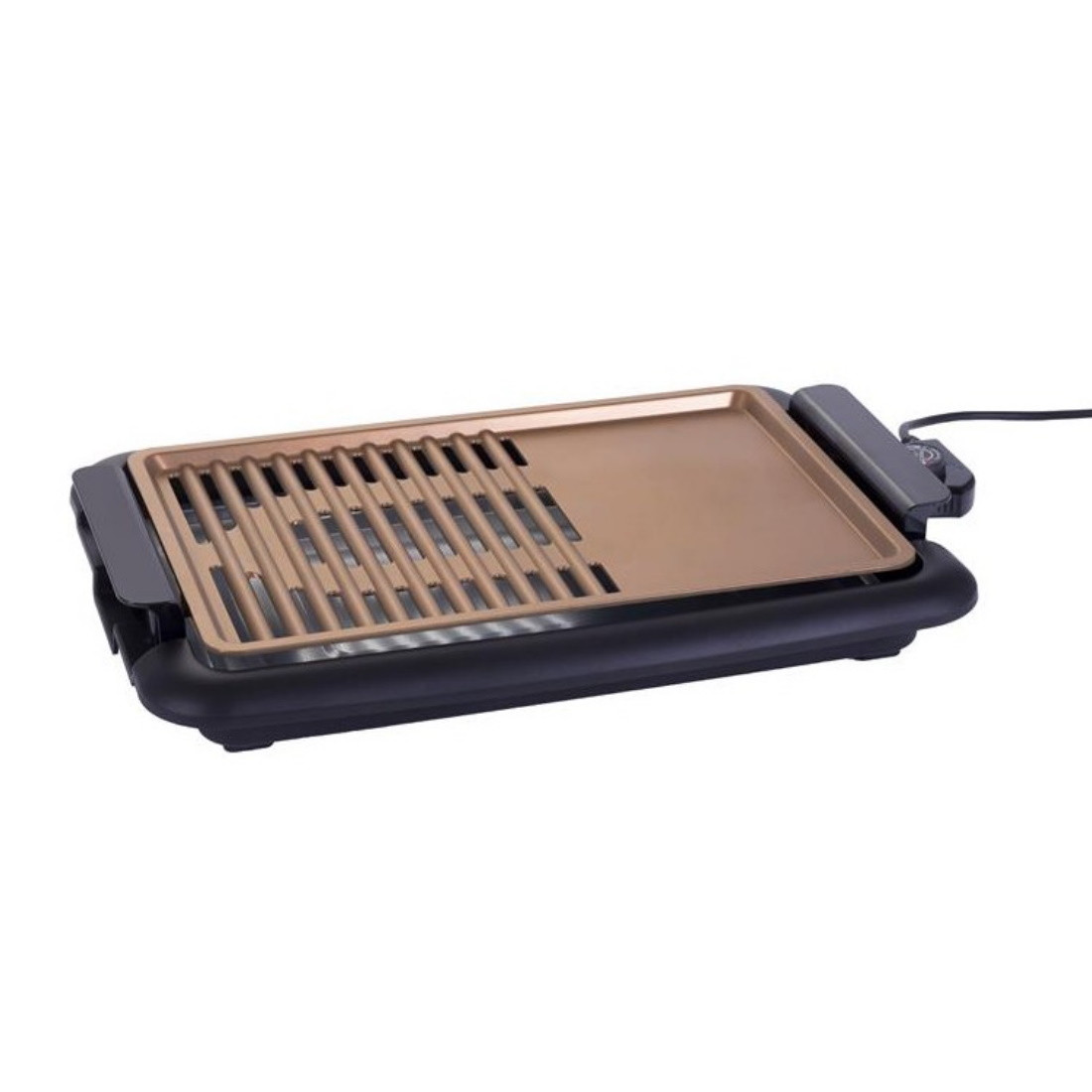 Бездимна скара Oliver Voltz OV51015O, 1500W, 42x27.5 см, 2 зони на печене, Незалепващо покритие, Термостат, Черен/кафяв