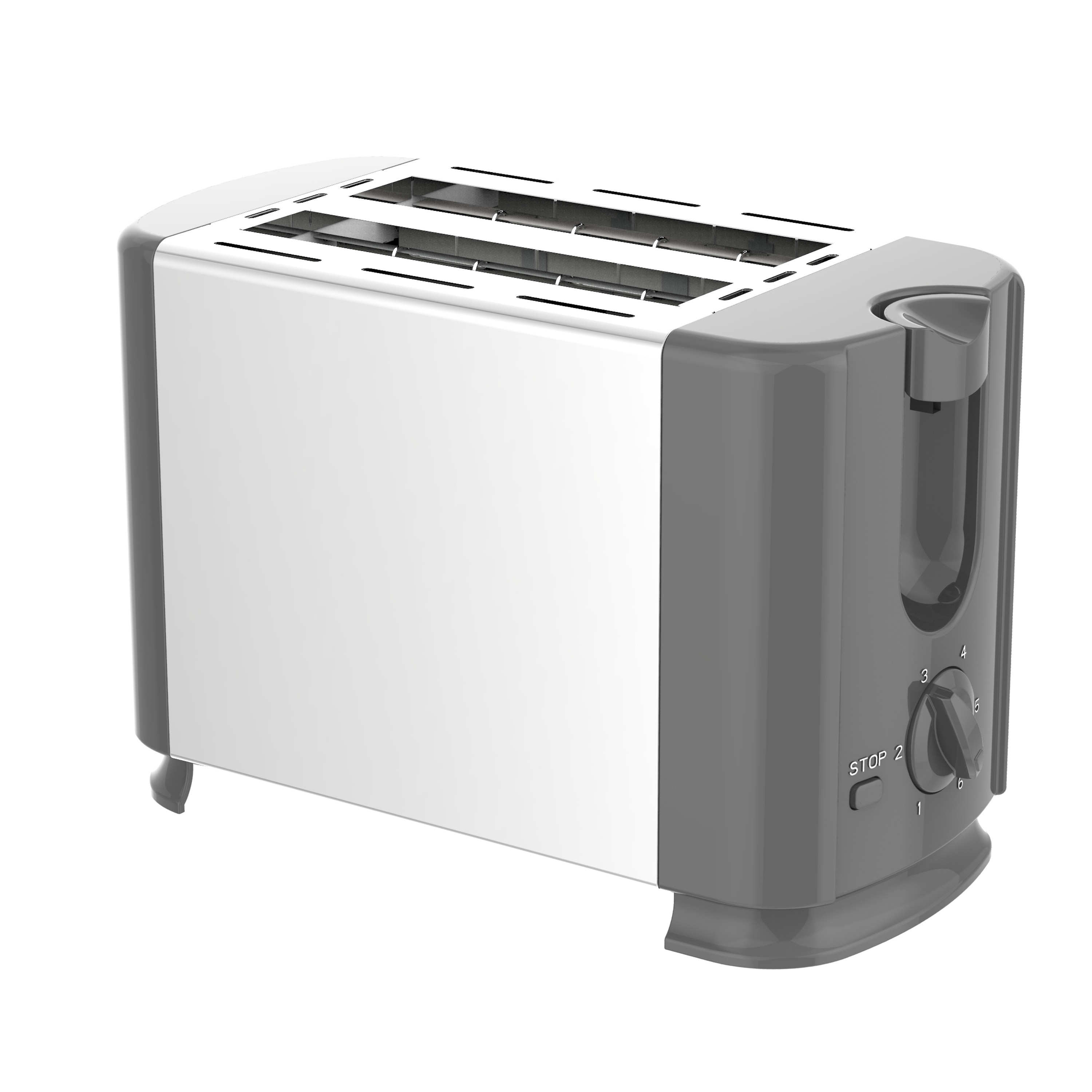 Тостер за хляб Rosberg R51440GS, 700W, 2 филии, 6 нива, Ненагряваща се външна повърхност, Бял/сив