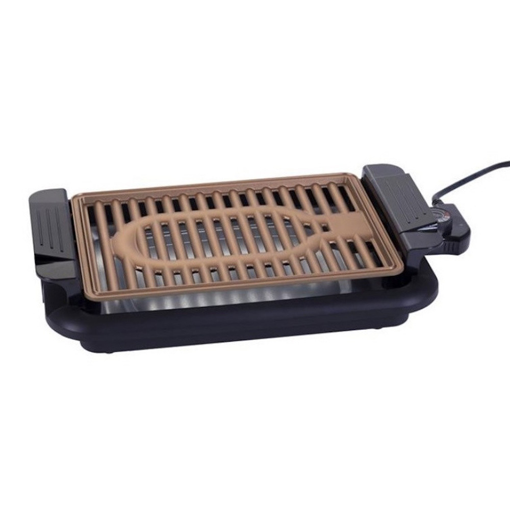 Бездимна скара Oliver Voltz OV51015P, 1200W, 30x21 см, Термостат, Незалепващо покритие, Тава за мазнина, Черен/кафяв