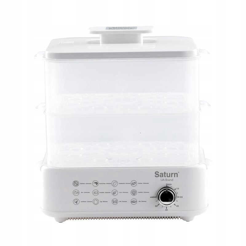 Уред за готвене на пара Saturn ST-EC1187, 1500W, 12 л, Автоматично спиране, Индикатор за ниво на водата, Бял