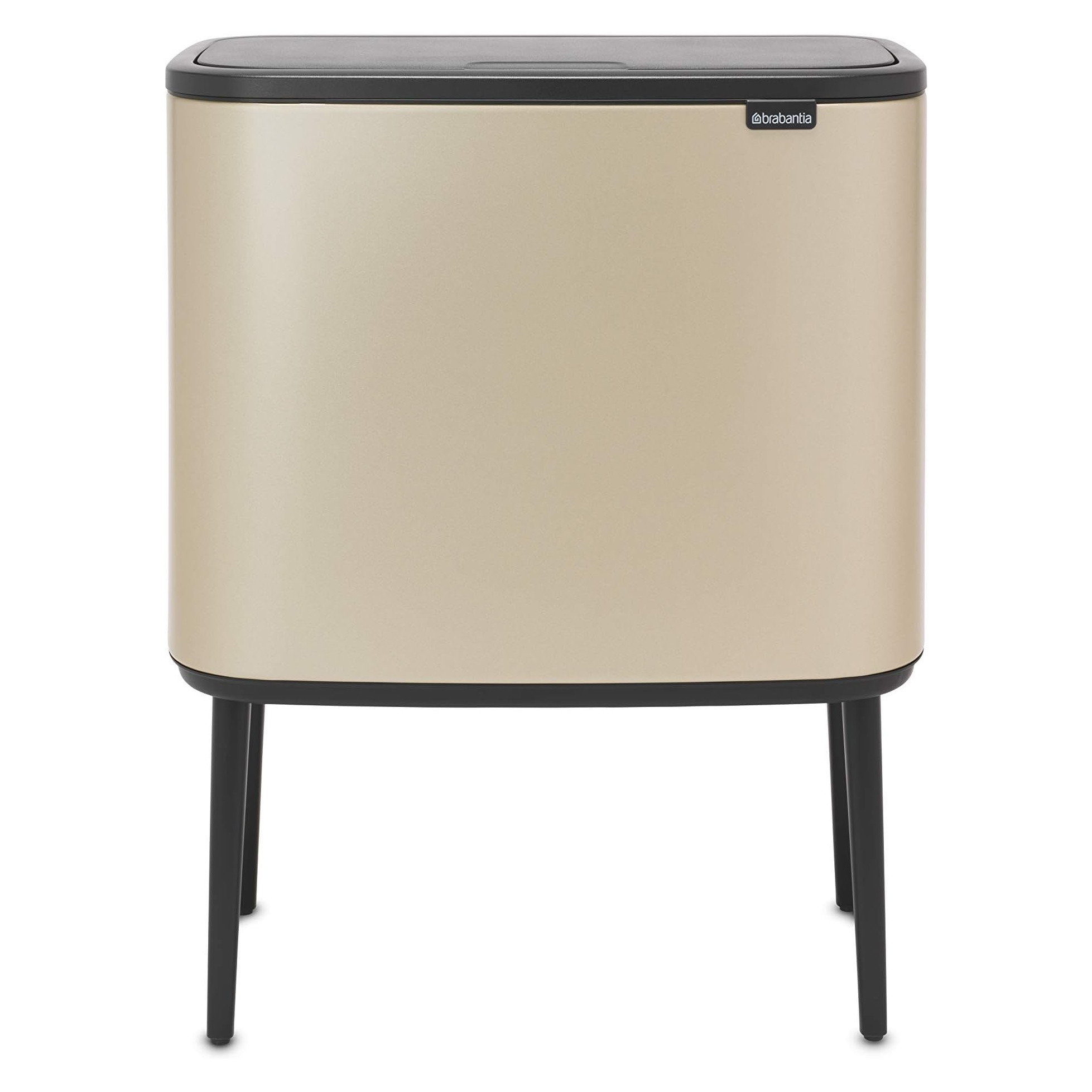 Кош за боклук Brabantia Bo Touch 1003214, 11+23 л, Плавно и безшумно отваряне, Голям отвор, Златен металик