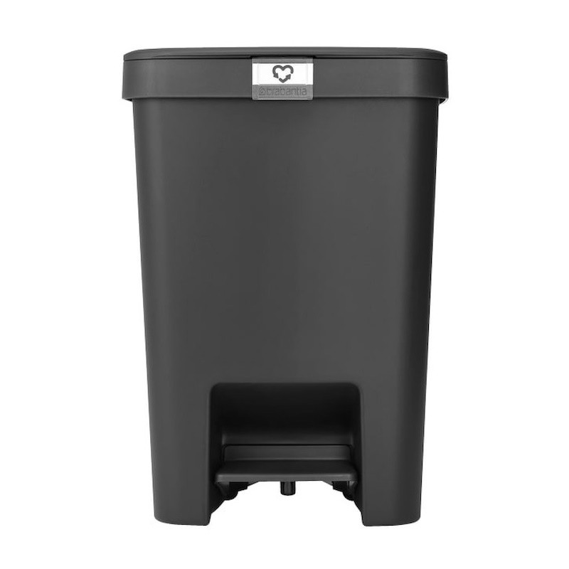 Кош за боклук с педал Brabantia StepUp 1008482, 25 л, Екологични материали, Голям отвор, Тъмносив