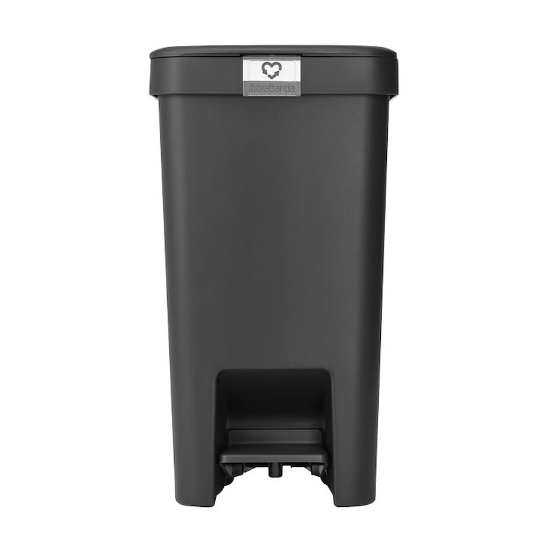 Кош за боклук с педал Brabantia StepUp 1008479, 16 л, Екологични материали, Голям отвор, Тъмносив
