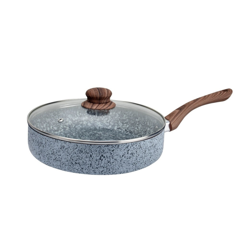 Тиган с капак Oliver Voltz Siena OV51319J22CD, 22 см, Дълбок, Мраморно покритие, Индукция, Сив