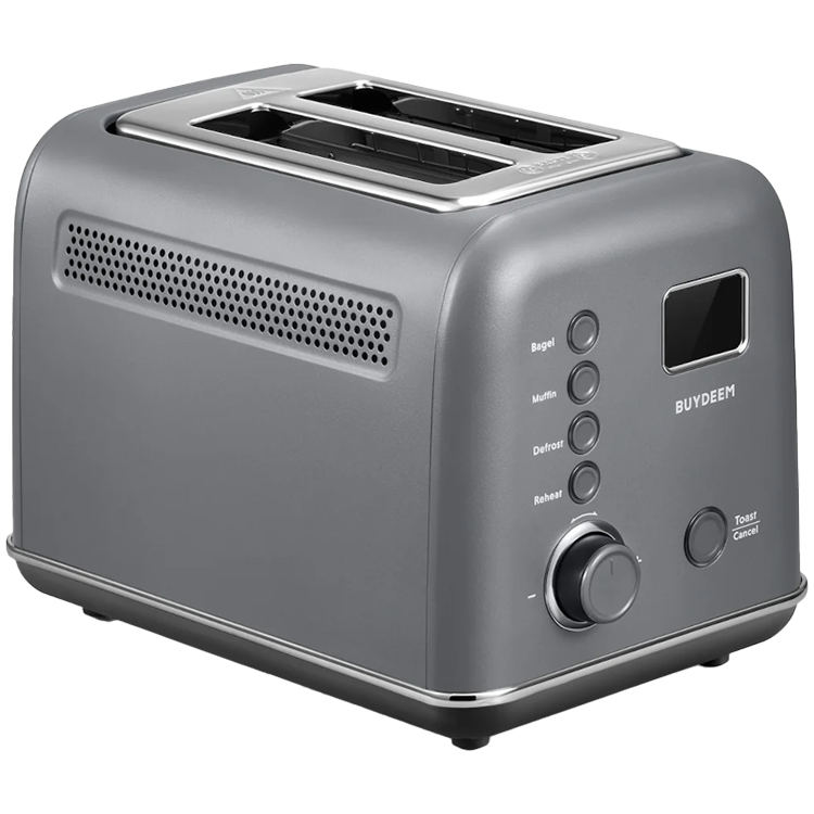 Тостер за хляб BUYDEEM DT730E, 900W, 2 слота, 9 автоматични програми, 9 степени на препичане, Иноксов корпус, LCD дисплей, LED индикатори ...