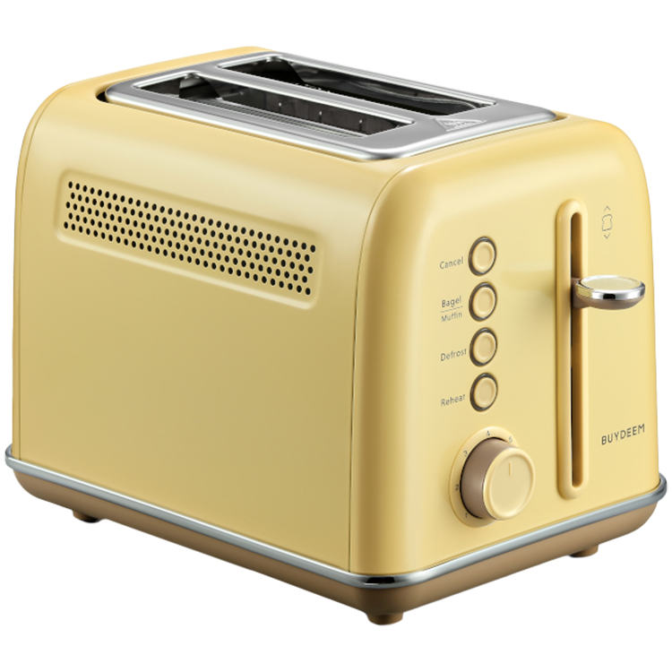 Тостер за хляб BUYDEEM DT620E, 900W, 2 слота, 7 автоматични програми и нива на препичане, LED индикатори, Тавичка за трохи, Жълт