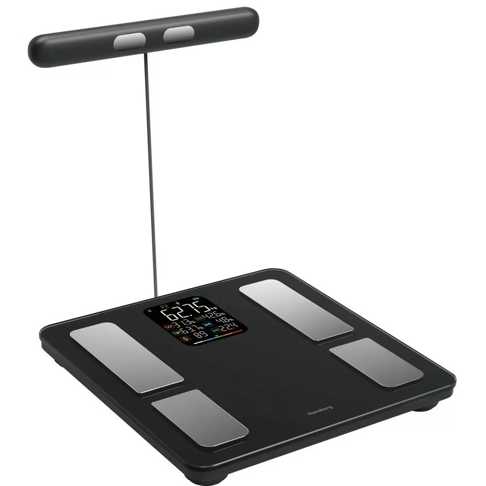 Кантар - анализатор Klausberg KB 7856, До 180 кг, Bluetooth, Android/iOS, LCD дисплей, 14 телесни стойности, Черен