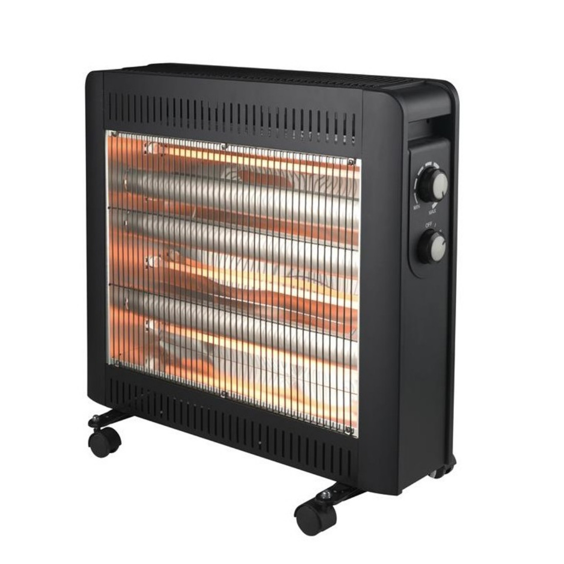 Кварцова печка Rosberg R51972E, 2400W, 4 реотана, 2 степени, Защита при преобръщане, Черен