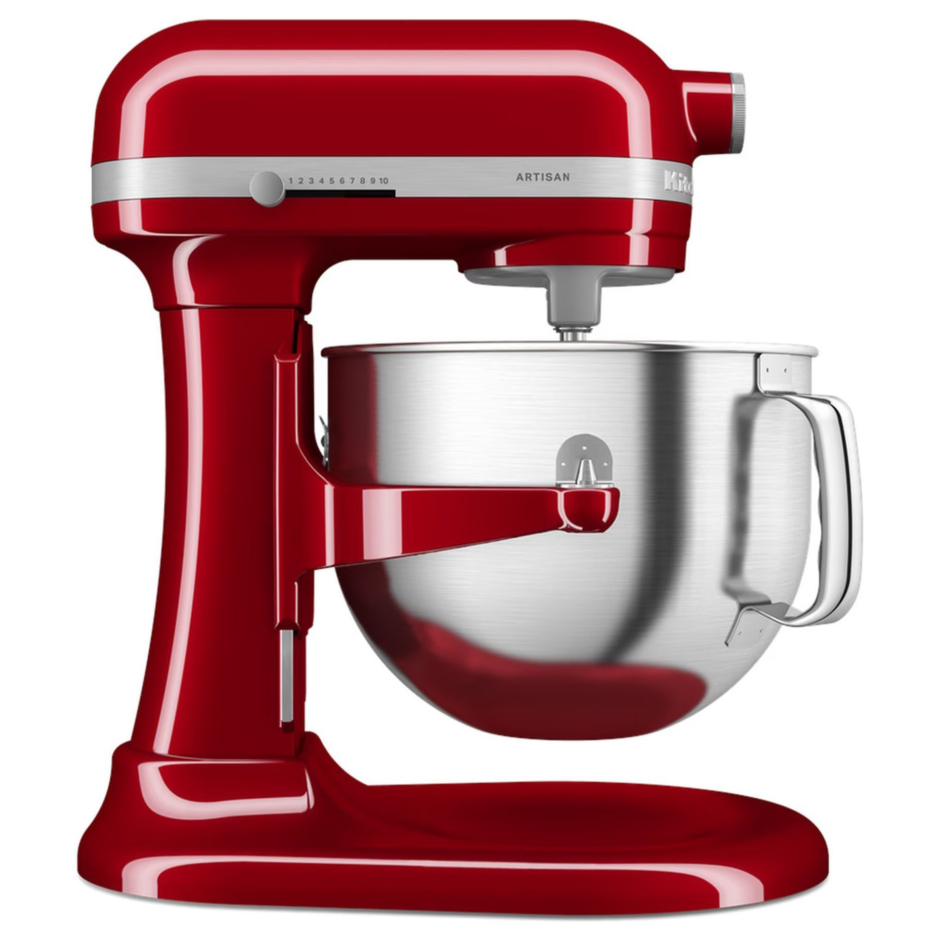 Планетарен миксер KitchenAid Artisan 5KSM70SHXEER, 375 W, 6.6 л, 11 скорости, 67 точки на допир, Повдигане на купата, Специална скорост Fold, Flex Edge, Червен