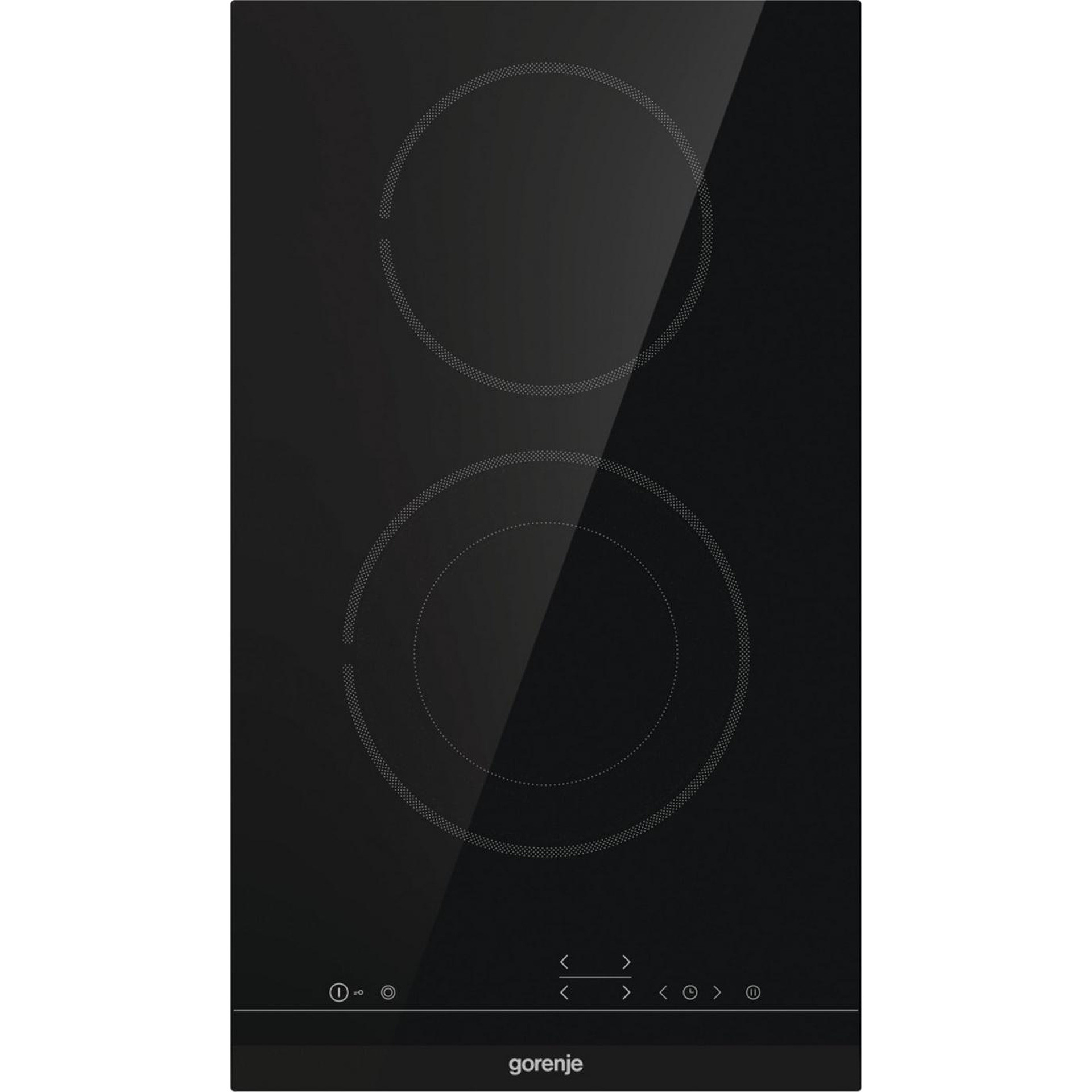 Стъклокерамичен плот за вграждане Gorenje ECT322BCSC, 2900W, 9 степени, 2 зони, StopGo, StayWarm, Защита от деца, Черен