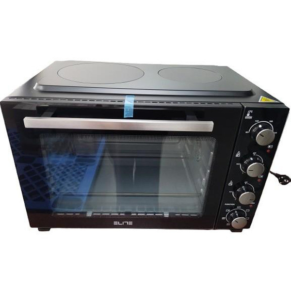 Малка готварска печка Elite EMO-48 0503, 1800W, 48 литра, 6 режима, 3 степени на котлон, 90-230C, Конвекция, Черен