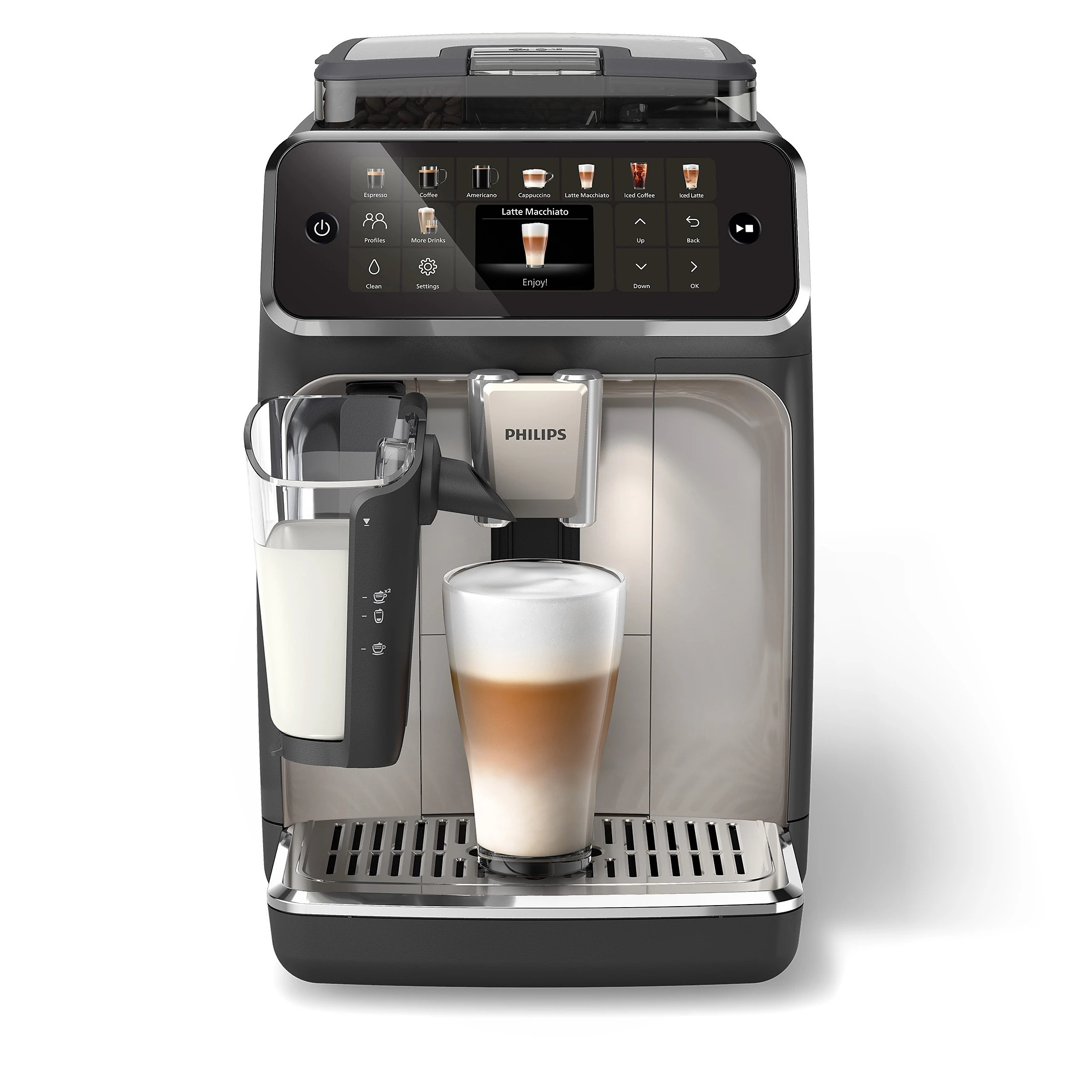Кафеавтомат Philips EP5547/90 LatteGo, 1500W, 15 bar, 1.8 л, 20 напитки, Керамична…