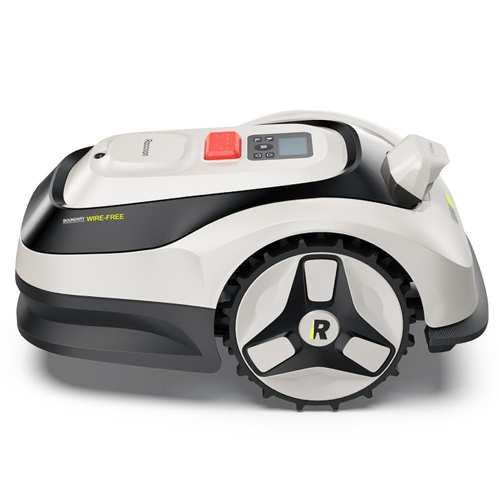 Косачка робот RoboUp Racoon 2 SE, 600 м2, 150 мин, AI камера, Зони, 3-8 см, Сензор за дъжд, Избягване на препятствия, Wi-Fi, Бял