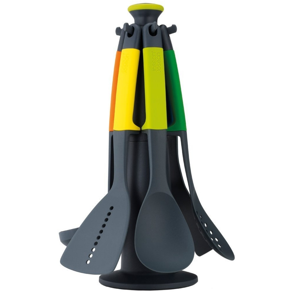 Комплект прибори за готвене Joseph Joseph 10118 Elevate™, 7 части, 200°C, Без BPA, Стойка, Многоцветен