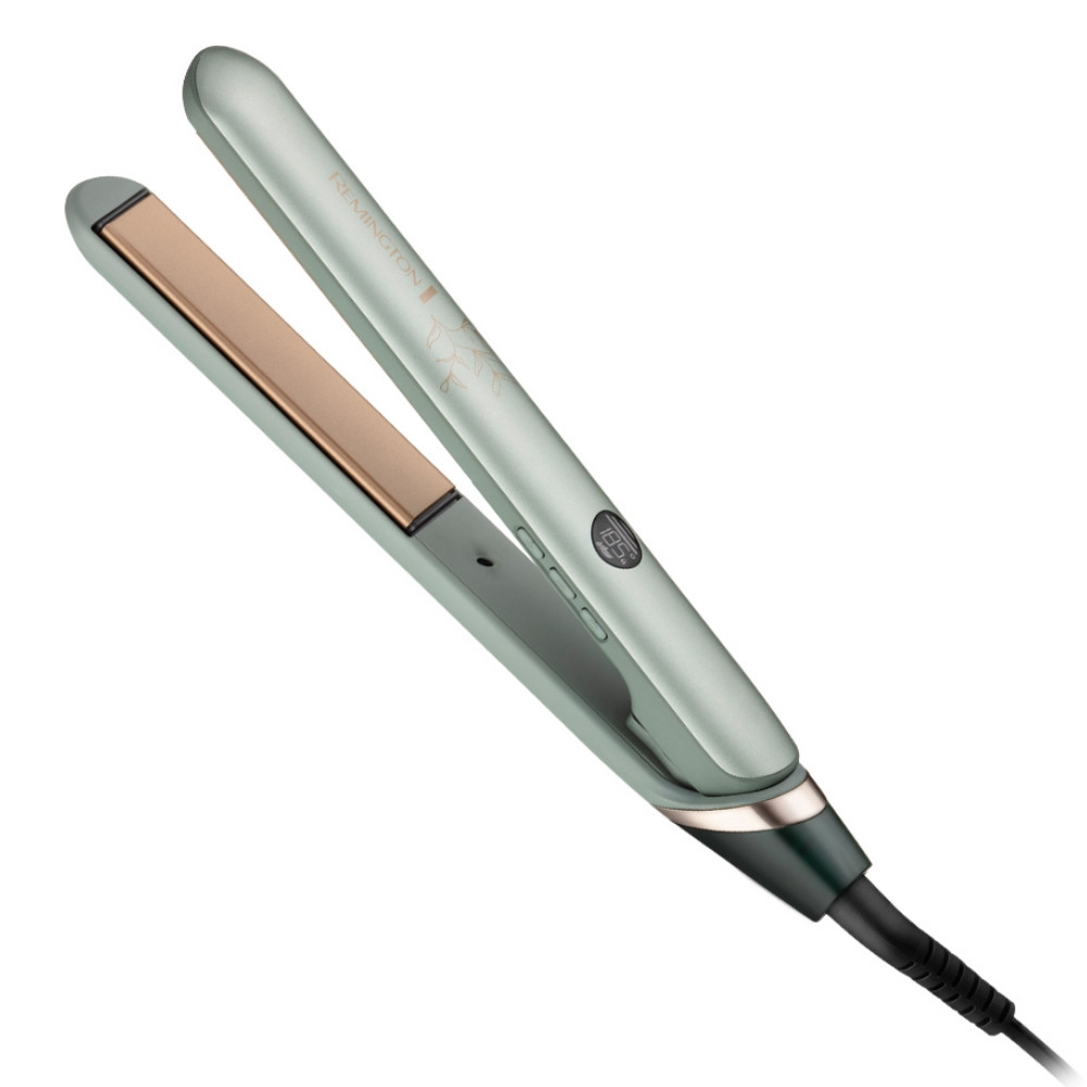 Преса за коса Remington Botanicals S5860, 150-230°C, 10 темп, BotaniCare, Advanced Ceramic, Плочи с екстрат от микробалсами, Зелен