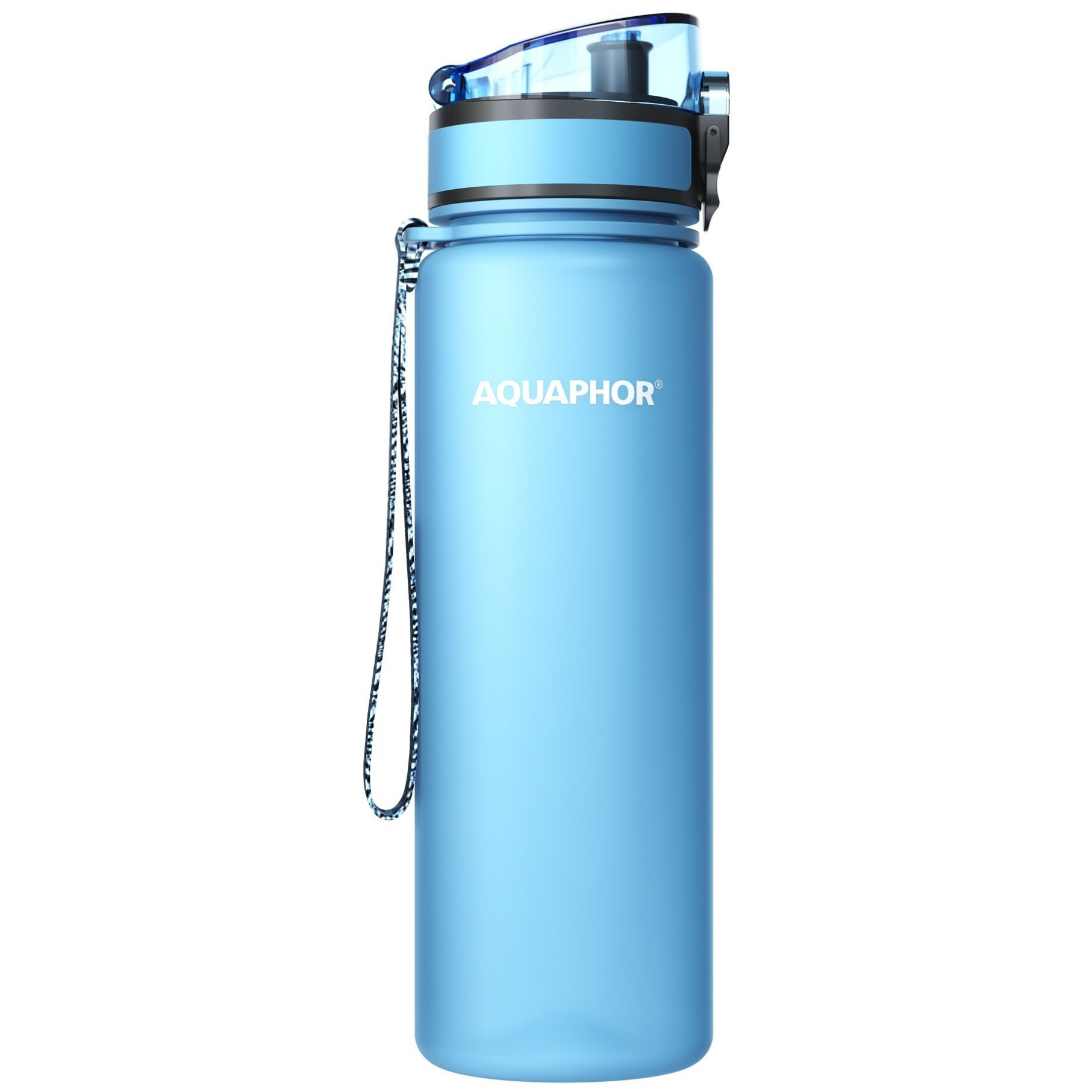 Филтрираща бутилка за вода Aquaphor City 160046, 500 мл, Тритан, Активен въглен, Aqualen, Заключващ се капак, Ледниково синьо