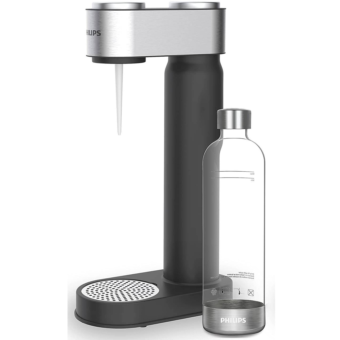 Машина за сода Philips GoZero ADD4902BK/10, 1 л, Регулиране на газировката, Предпазен клапан, Стоманен корпус, Ръчна, Черен