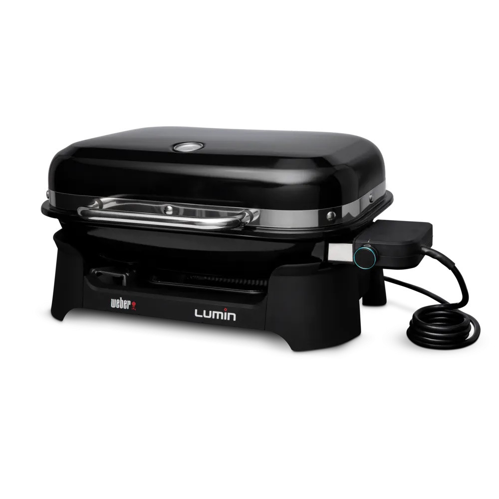 Електрическо барбекю Weber Lumin WB92010979DL, 2200W, 315C, 49x33 см, Емайлирани с порцелан чугунени скари, Автентичен барбекю вкус, Черен