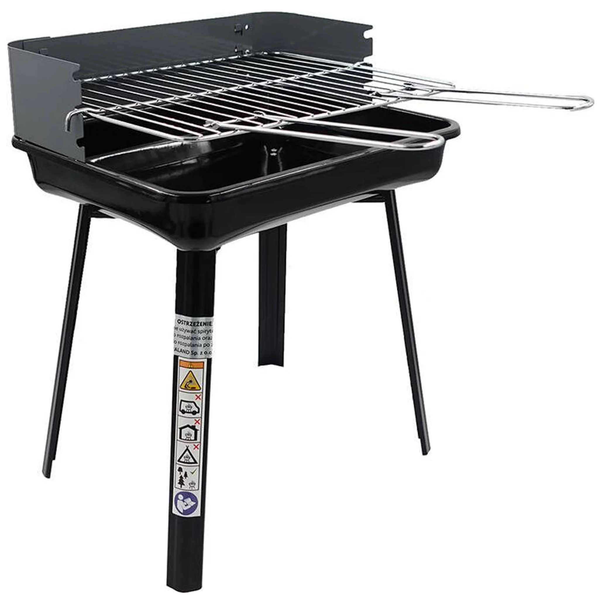 Барбекю на дървени въглища Master Grill & Party MG936, Регулируема решетка, Сгъваемо, Черен